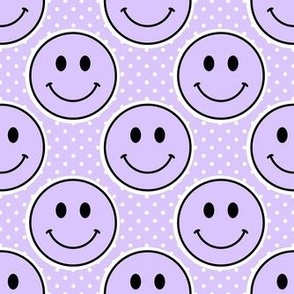 Medium Pastel Lavender Purple Happy Face Stickers
