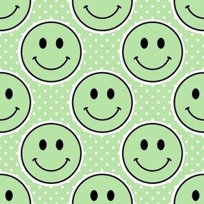 Medium Pastel Mint Green Happy Face Stickers