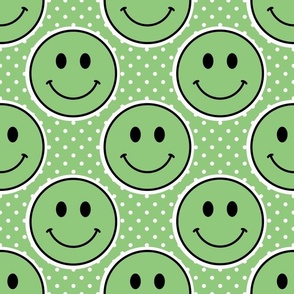 Large Spring Green Happy Face Stickers