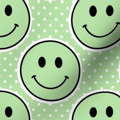 Large Scale Pastel Mint Green Happy Face Stickers