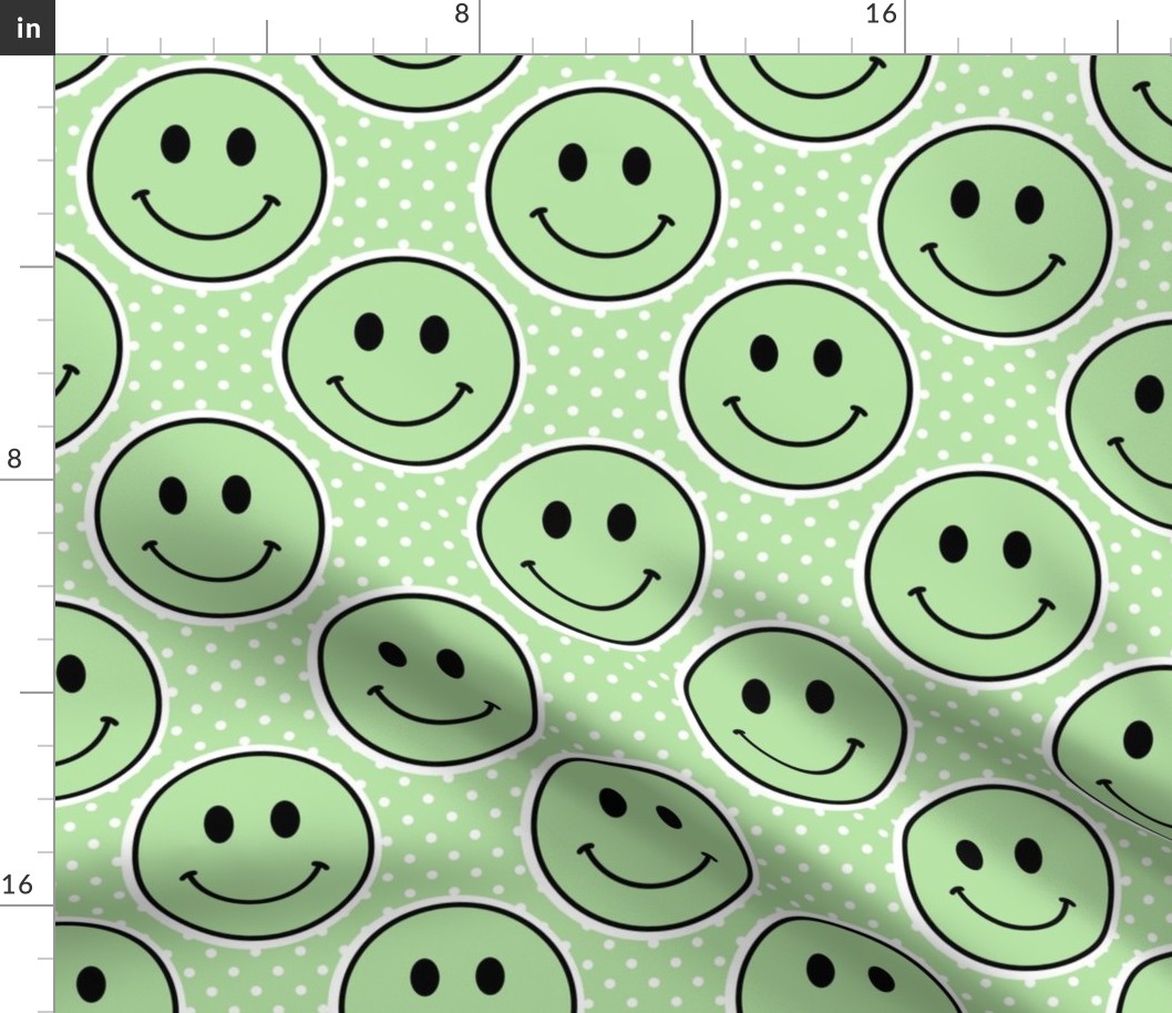 Large Scale Pastel Mint Green Happy Face Stickers
