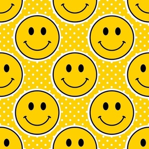 Large Scale Bright Yellow Happy Face Stickers