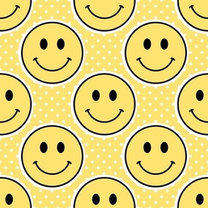 Large Scale Pastel Buttery Yellow Happy Face Stickers