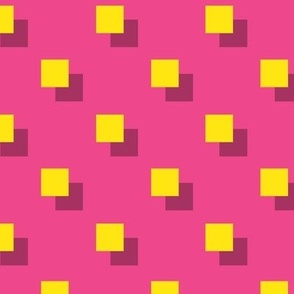 Squares 3D Retro Design Pink Yellow Hipster Fun Pattern