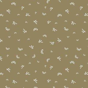 White grasses on solid background Tan Brown - Small Scale
