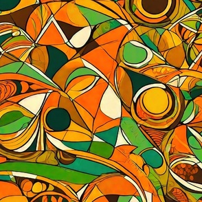 abstract geometric shapes yellow glod brown green L
