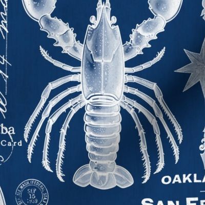 Maritime Treasures: Lobsters, Crabs, and Nautical Vibes Navy Blue