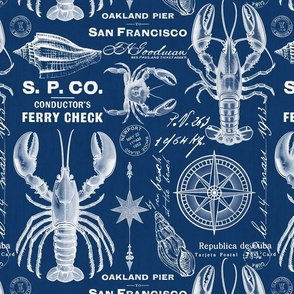 Maritime Treasures: Lobsters, Crabs, and Nautical Vibes Navy Blue