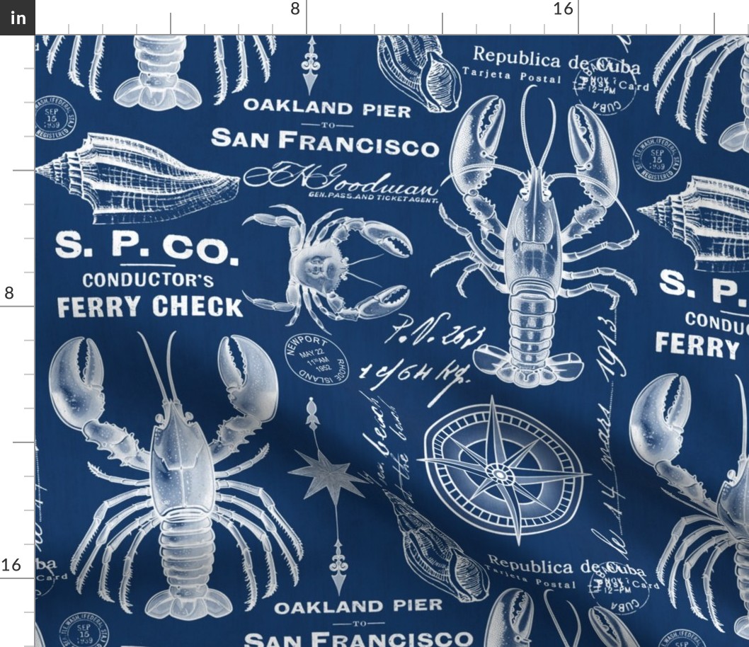 Maritime Treasures: Lobsters, Crabs, and Nautical Vibes Navy Blue