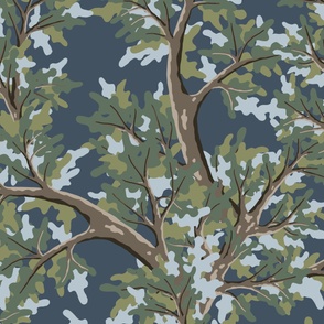 (L) Climbing Oak Tree with Soft Blue and Sage Green Leaves