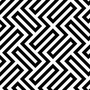 L ✹ Sophisticated Interlocking Grid: Modern Geometric in Black and White