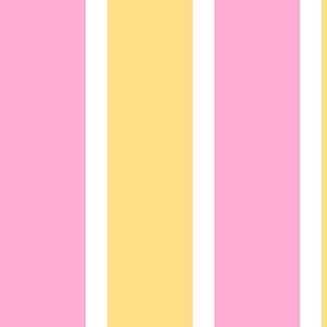 Large - Thick Thin Stripe - Pink, yellow and white - pink and yellow stripe - Classic french stripes scandi stripes upholstery stripe pinstripe pin stripe beach stripe pool stripe