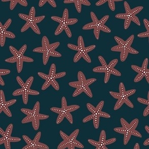 Dancing Red Starfish - Dark Blue