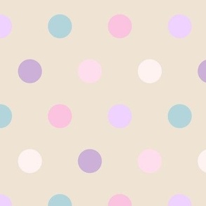 Dopamine polka dot in beige mint and pink Medium scale