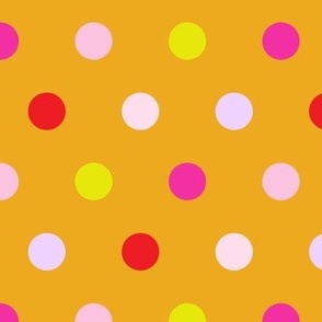 Dopamine polka dot in orange hot pink and chartreuse green Medium scale