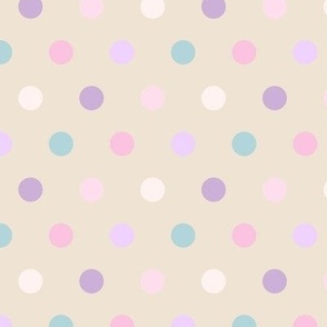 Dopamine polka dot in beige mint and pink Small scale