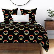 Saber-Toothed Tiger Smilodon Retro Prehistoric Cat Repeating Pattern Black