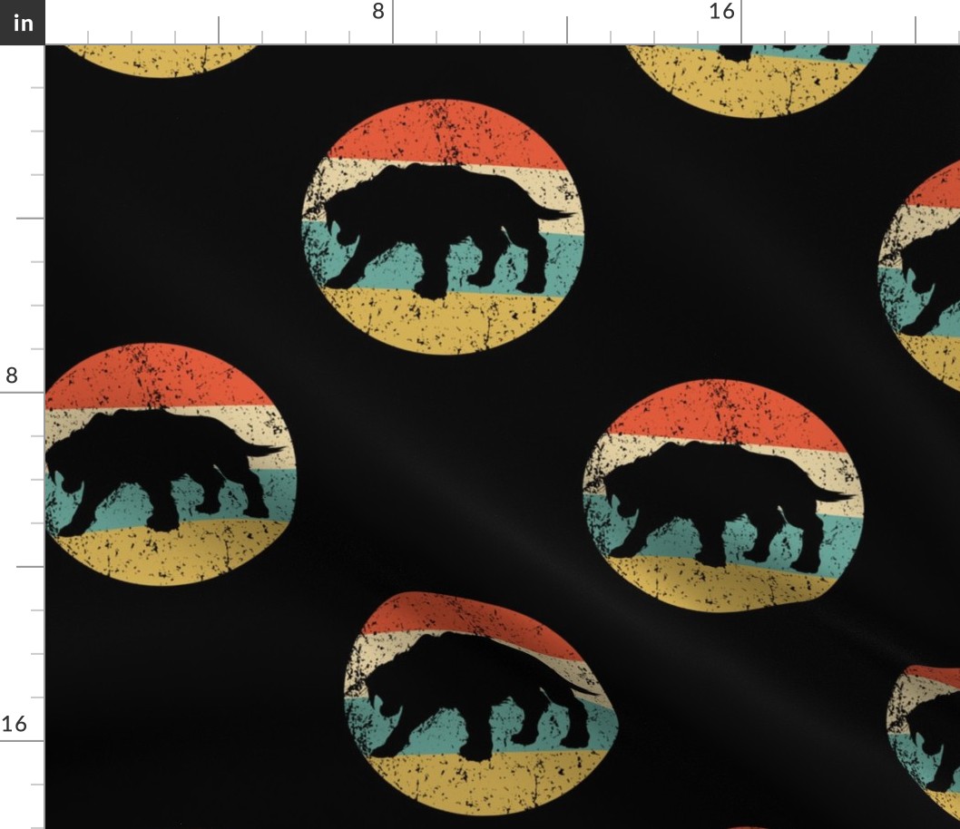 Saber-Toothed Tiger Smilodon Retro Prehistoric Cat Repeating Pattern Black