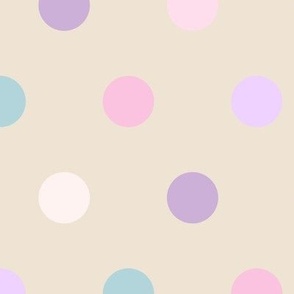 Polka dot in beige mint and pink Large scale