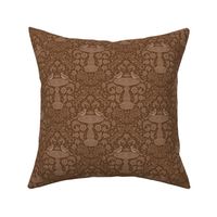 Damask Bluejays at the Bird Bath in Chocolate Brown–Small Scale