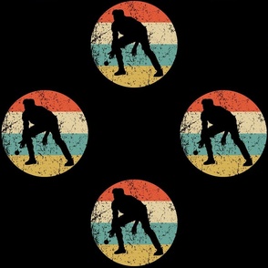 Man Playing Bocce Ball Silhouette Retro Bocce Repeating Pattern Black