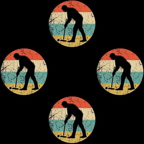 Man Playing Croquet Silhouette Retro Croquet Repeating Pattern Black