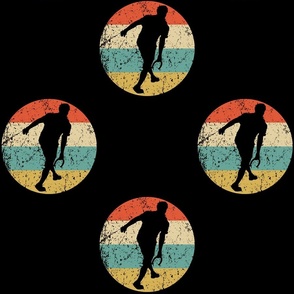 Man Playing Horseshoes Silhouette Retro Horseshoes Repeating Pattern Black