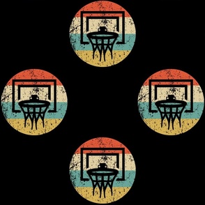 Basketball Hoop Net Icon Retro Basketball Repeating Pattern Black
