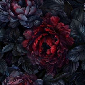 red vampire floral black