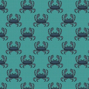 teal and navy blue crab pattern