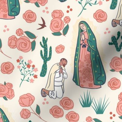 Our Lady of Guadalupe and St. Juan Diego Beige | Medium