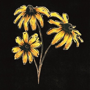 Edgy Black Textured Sunflower