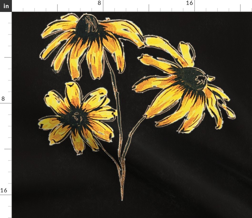 Edgy Black Textured Sunflower