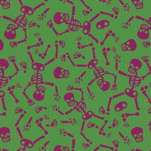 Spooky Zombie Purple and Green Textured Pile of Skeletons 