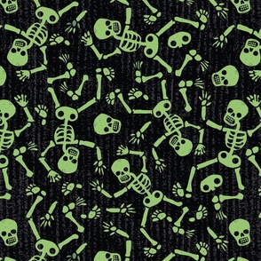 Spooky Black And Lime Green Textured Pile of Skeletons 