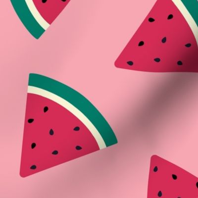 Juicy Watermelon Slices  on Pink - Large