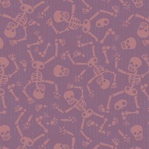 Spooky Pink And Purple Textured Pile of Skeletons 