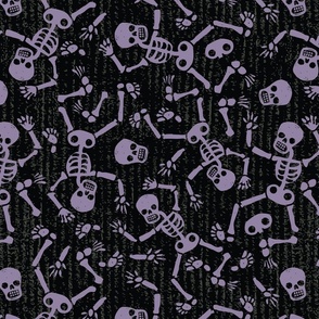 Spooky Black And Purple Textured Pile of Skeletons 