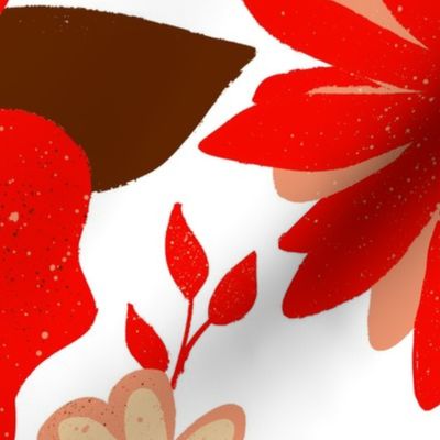 Poppin Flowers in Red and Brown - white background