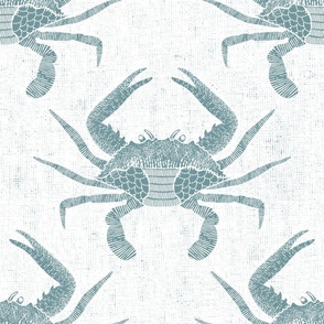 Delaware Blue Crabs Linocut // Sea Green Blue