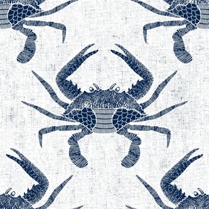 Delaware Blue Crabs Linocut // Sailing Navy