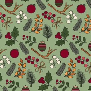 Holiday Harvest: Pine, Holly, and Berries Christmas 