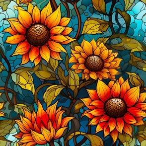 Bigger Stained Glass Sunflower Garden