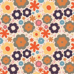 Retro Floral on pink - small