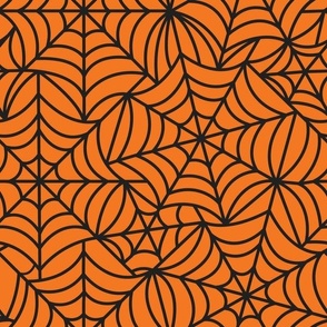 medium spider webs / black on orange