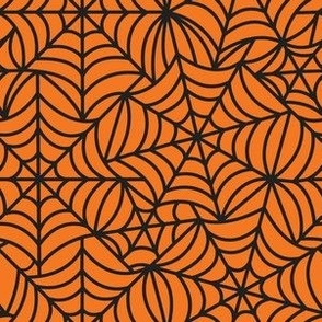 small spider webs / black on orange