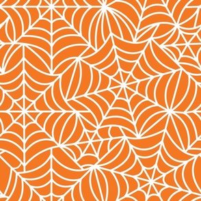 large spider webs / white on orange
