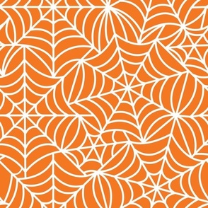 medium spider webs / white on orange