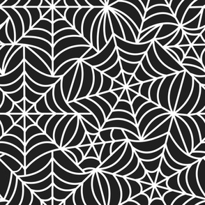 large spider webs / white on black