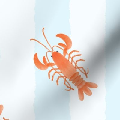 Larry Lobster on Soft Blue Stripes